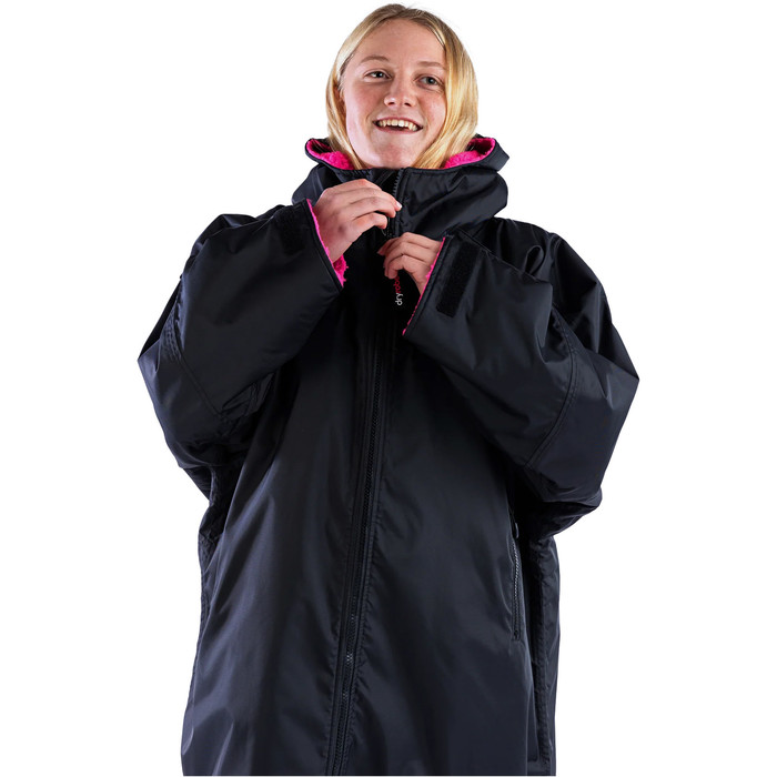 2024 Dryrobe Advance Junior Kurzarm-Wechsel Robe V3 V3KSS - Black / Pink